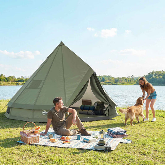 4-6 Person Teepee Tent with Stove Jack – 4-Season Hot Tent