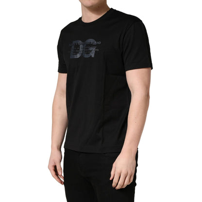 +39 MASQ Black Logo DG Print Cotton Crew Neck T-shirt