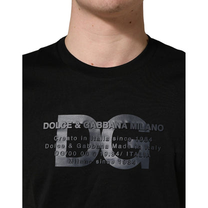 +39 MASQ Black Logo DG Print Cotton Crew Neck T-shirt