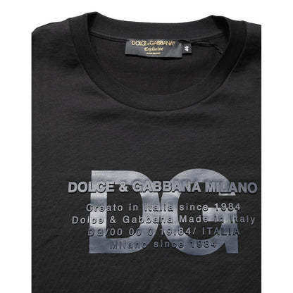 +39 MASQ Black Logo DG Print Cotton Crew Neck T-shirt