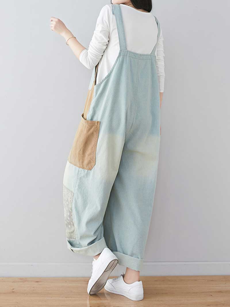 Light Wsh Denim Overalls with Adjustable Straps | Eva Trends