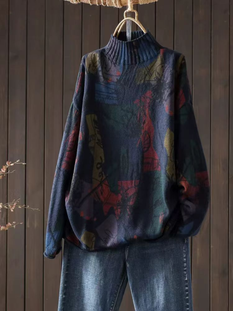 Women's Trendy and Stylish Layered Turtleneck Loose Hood Sweater