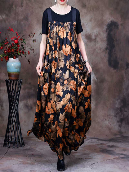 Folaral Pleated Pocket Maxi Salopette Dress | Eva Trends