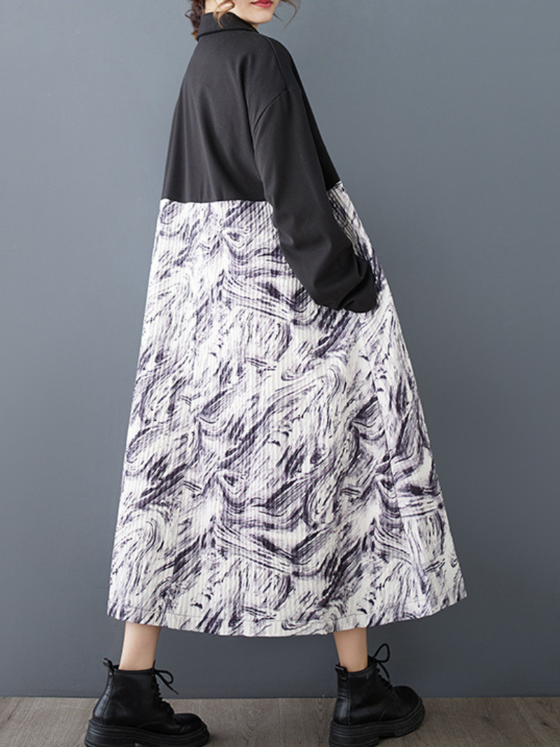 Chic Lapel Collar Women's A Line Dress | Eva Trends