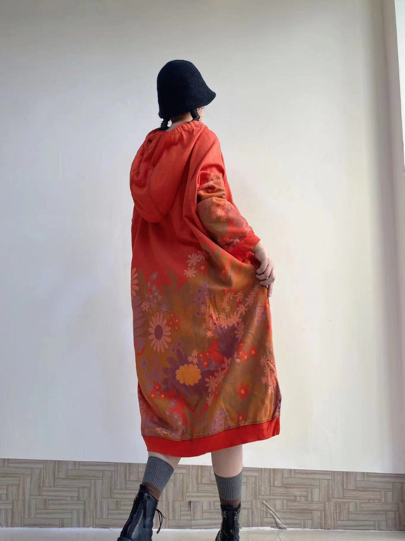 Chic Floral Women Hooded Midi Sweater Dress | Eva Trends