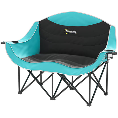 Double Camping Chair with Armrests & Cup Holders – 551 lb. Capacity, Foldable