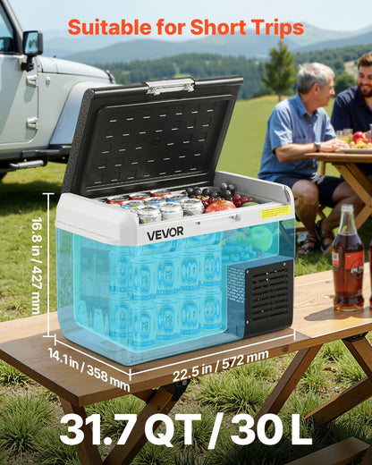12V Portable Car Fridge Freezer 31.7QT | Fast Cooling, -4°F to 68°F