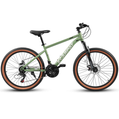 24" Teen Mountain Bike | 21-Speed, Disc Brakes, Front Suspension & Brown Edge Tires