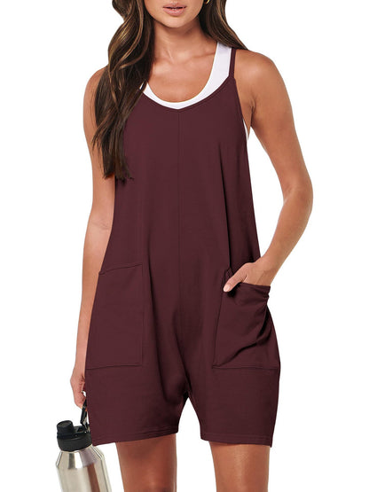 Women's Sleeveless Knit Jumpsuit with Pockets – 9 Colors