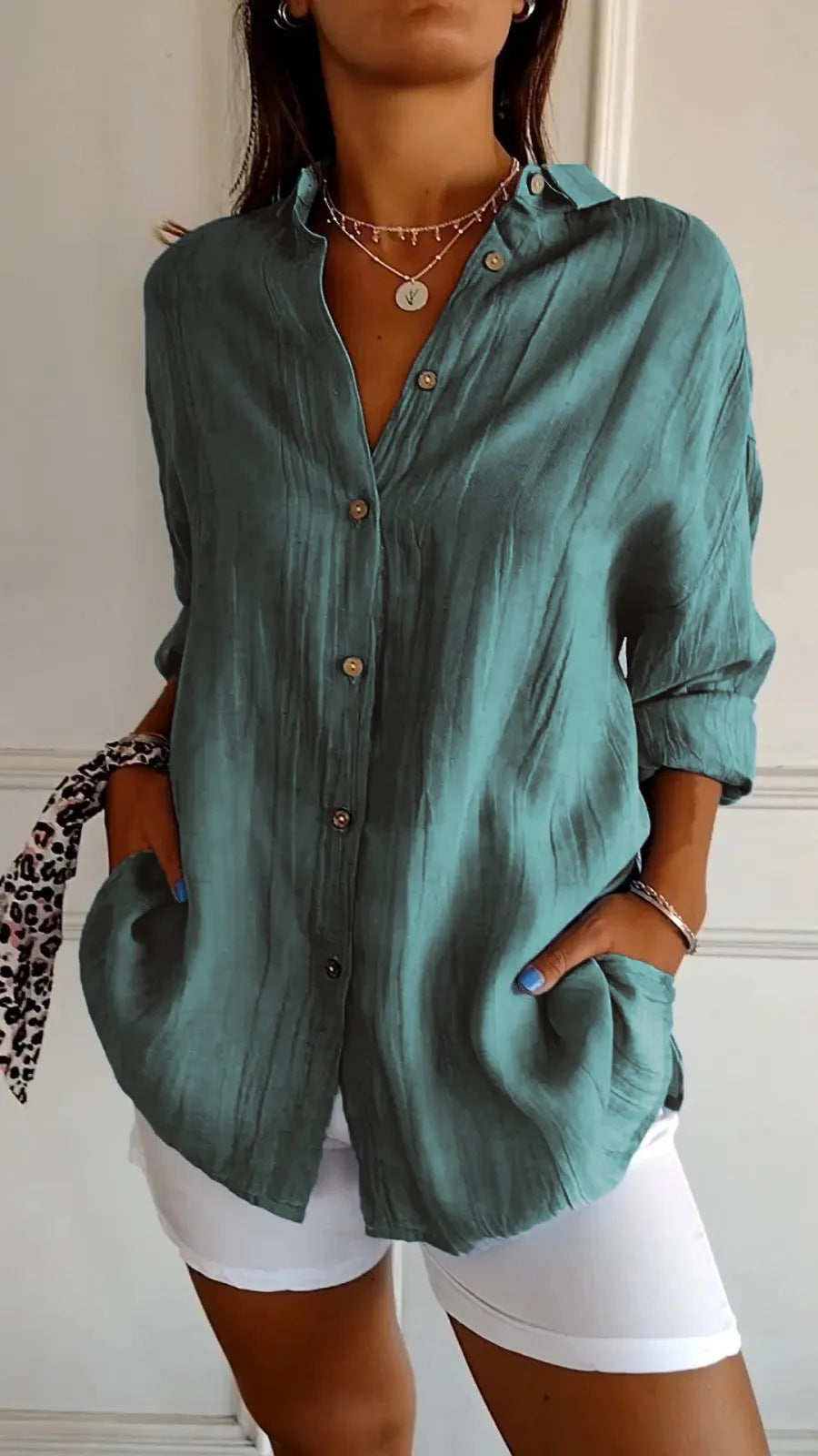 Women's Loose-Fit Lapel Shirt – Casual Button-Front Top