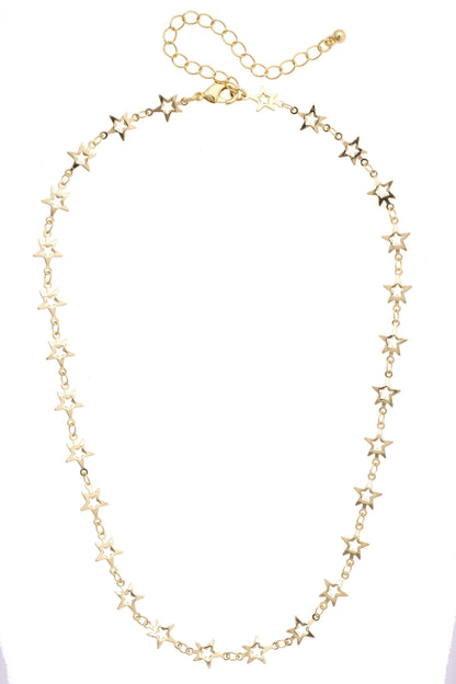Brooke Star Linked Necklace in Shiny Gold