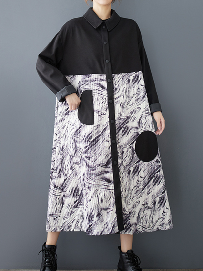 Chic Lapel Collar Women's A Line Dress | Eva Trends