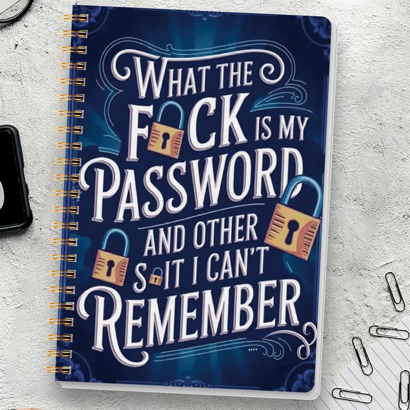 üìÖFunny Password Notebook - Spiral Bound with Lock Icons & Funny Security Phrases‚úçÔ∏è