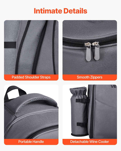 Beach & Picnic Backpack for 2 with Insulated Cooler Compartment
