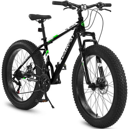 26" Fat Tire Mountain Bike | Full Shimano 21-Speed, Dual Disc Brakes & Front Suspension