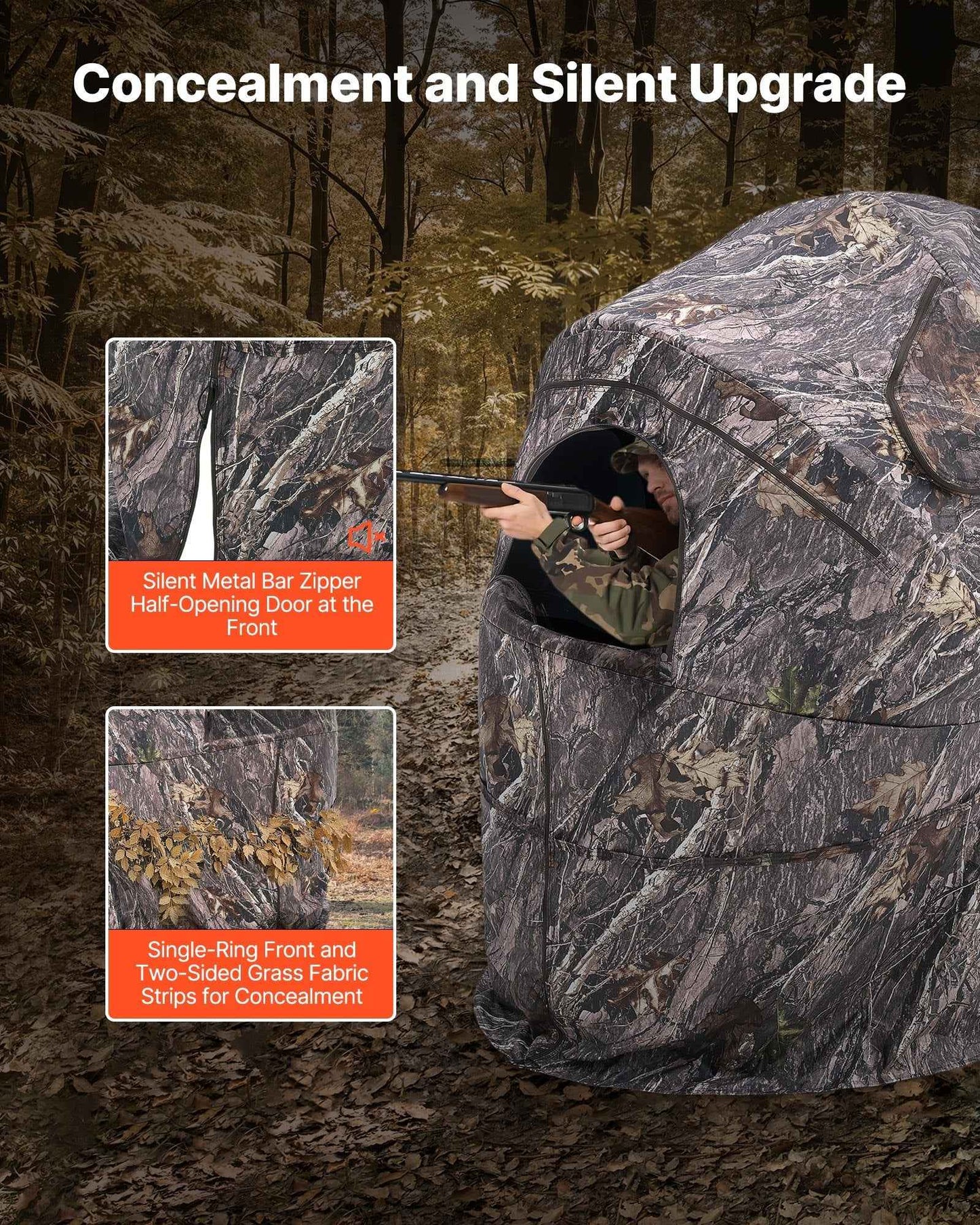 Single Person Hunting Ground Blind – Portable Camouflage Tent for Turkey & Deer