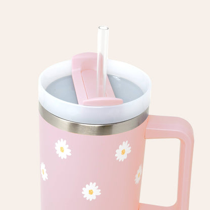 40oz Take Me Everywhere Tumbler - Dancing Daisy Pink
