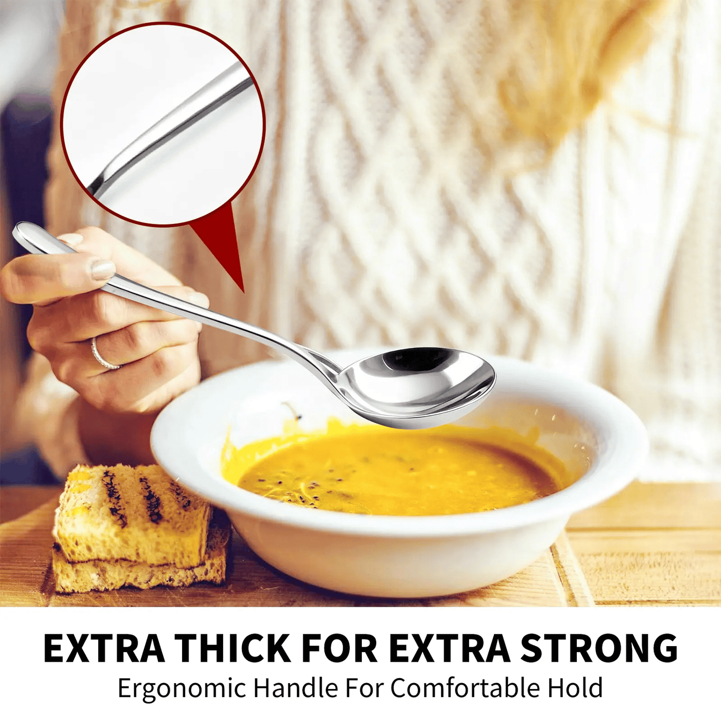 üç≤ 4/6 PCs Stainless Steel Soup Spoon Set