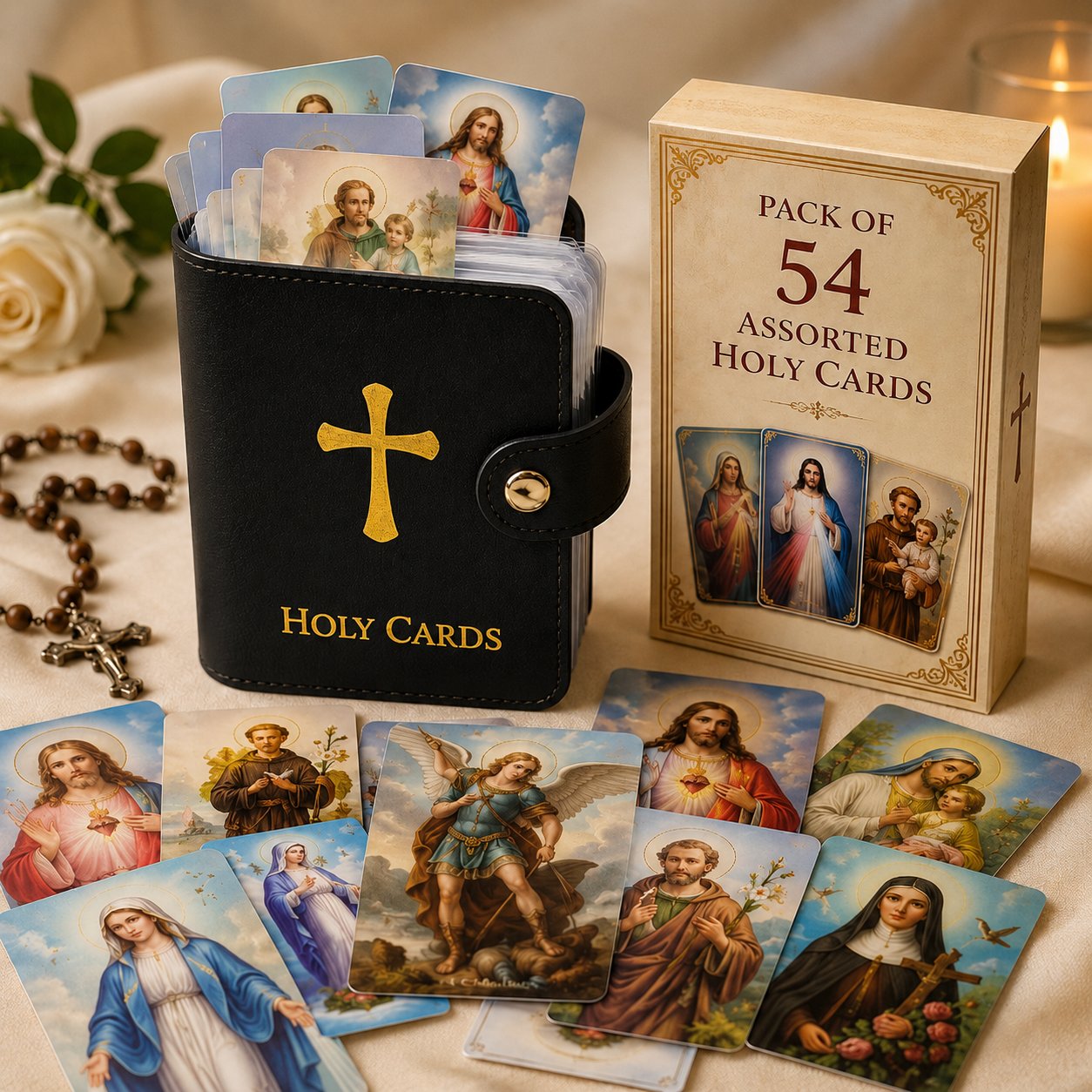 ‚úùÔ∏è Catholic Genuine Leather Holy Card Holder ‚Äì Pocket Prayer Card Organizer with Snap Closure