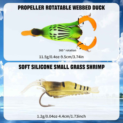 25-Piece Topwater Fishing Lure Set – Propeller Baits, Duck Lures, Frog Lures & Multi-Section Fish