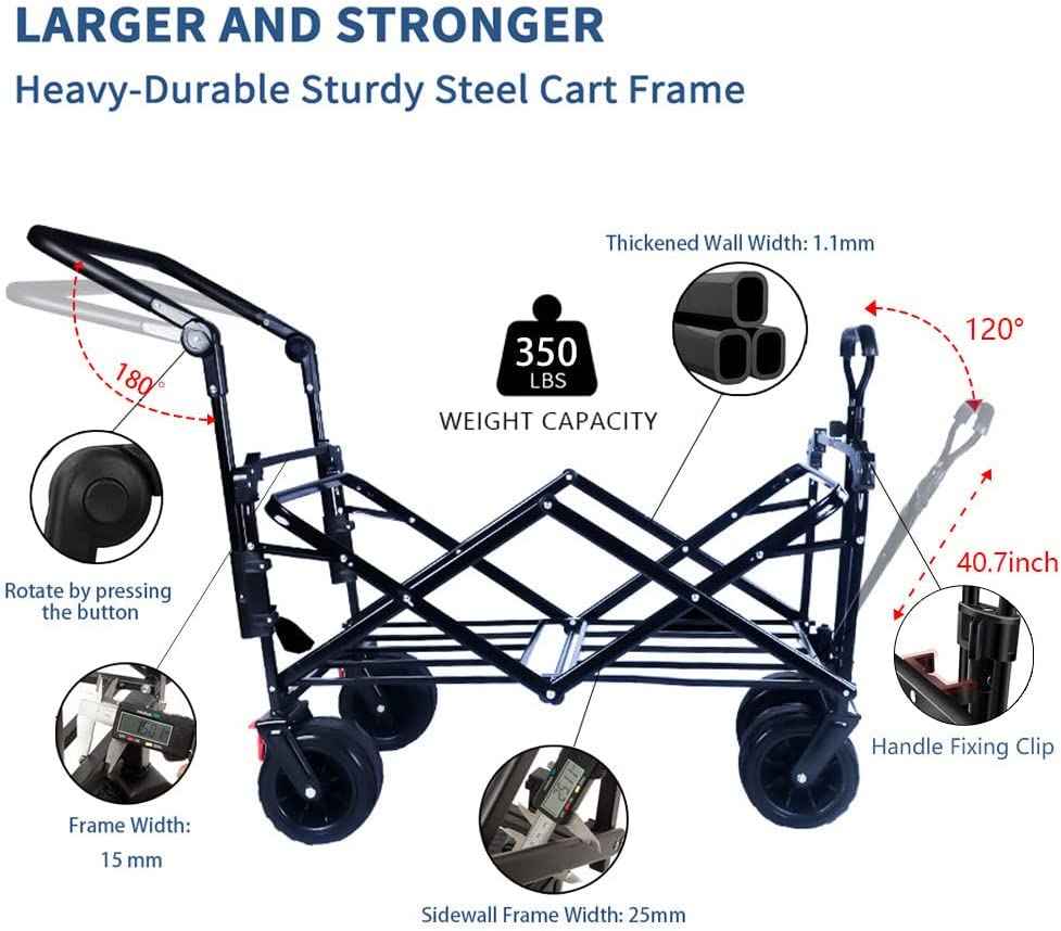140L Collapsible All-Terrain Wagon with Canopy & Cooler Bag | Folding Cart with Brake