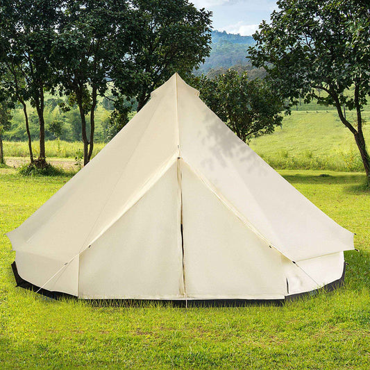 10-Person Mongolian Yurt Camping Tent – Waterproof 210D Polyester with 4 Mesh Vents | Beige