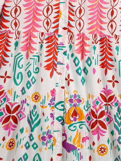 Women's Summer Long Sleeves Printed Smock Dress | Eva Trends
