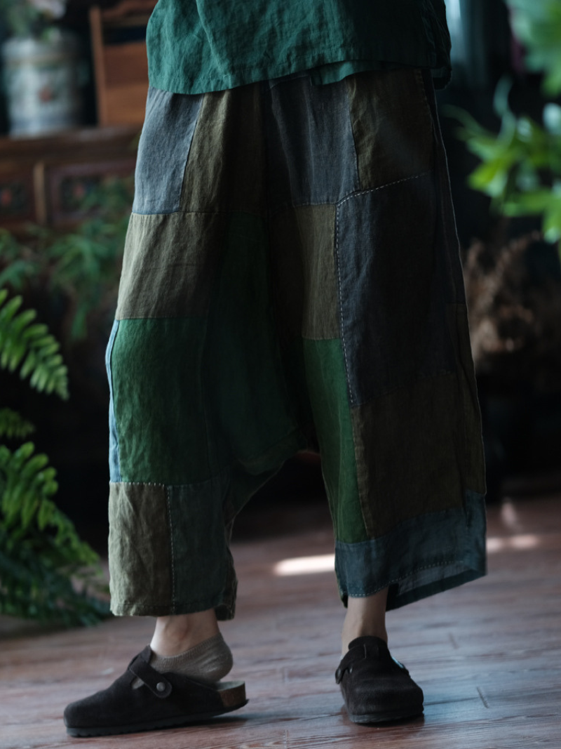 Women' s Summer Trendy Casual Retro Patchwork Loose Bottom