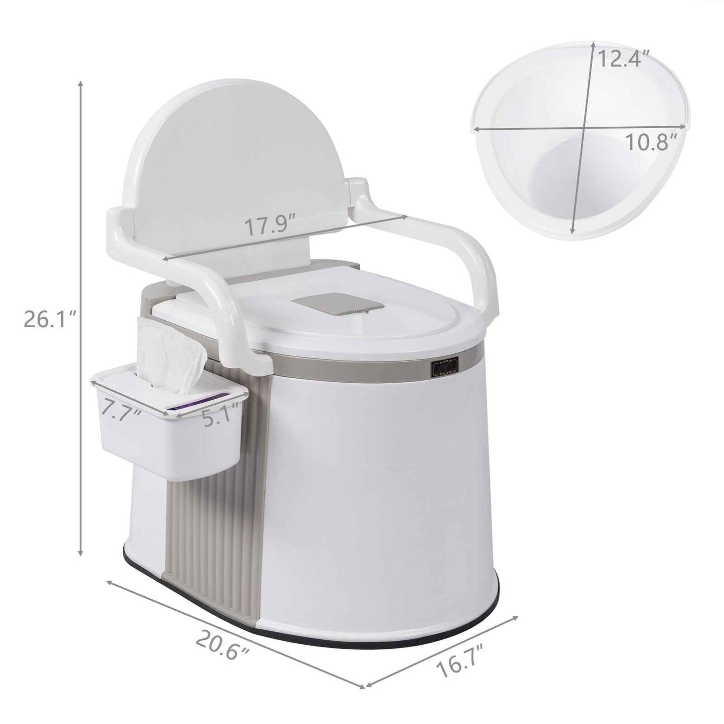 Portable Camping Toilet – 5-Gallon Bucket with Anti-Slip Strip, Handrails, Tissue Holder & Inner Barrel