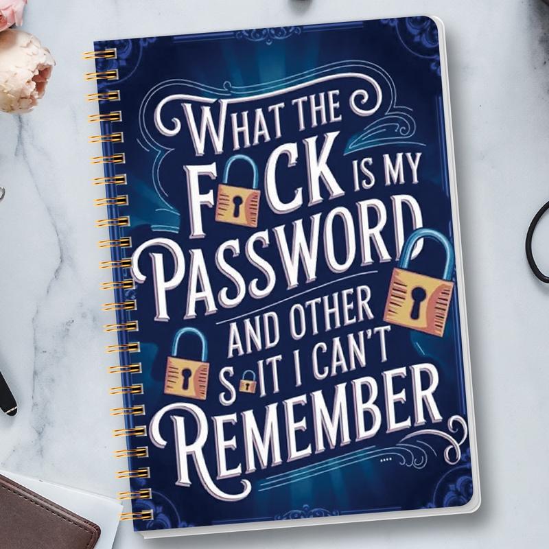 üìÖFunny Password Notebook - Spiral Bound with Lock Icons & Funny Security Phrases‚úçÔ∏è