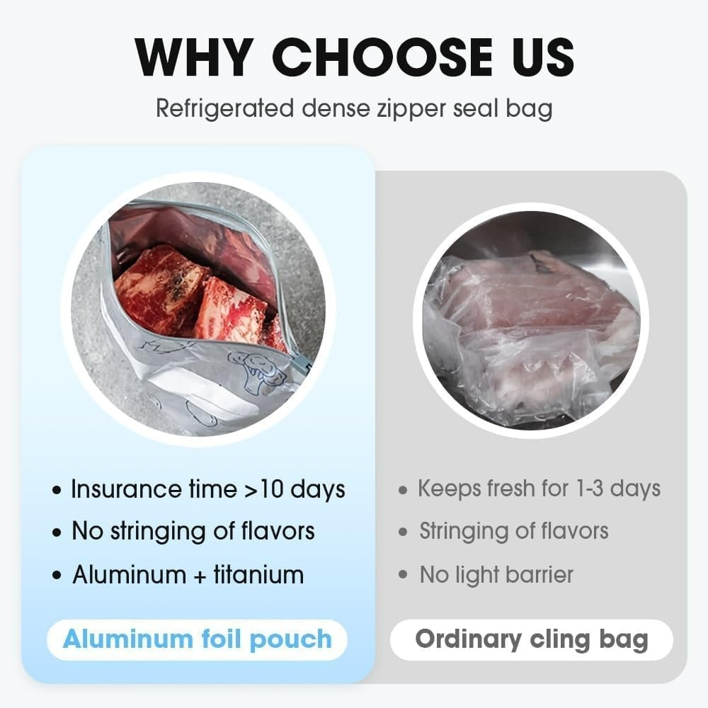 üéÅüî•10-Pack Reusable Foil Vacuum Zipper Sealable Storage Bags Labelled Fridge Order Relief