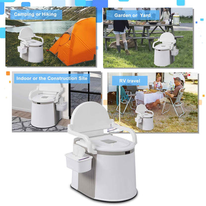 Portable Camping Toilet – 5-Gallon Bucket with Anti-Slip Strip, Handrails, Tissue Holder & Inner Barrel