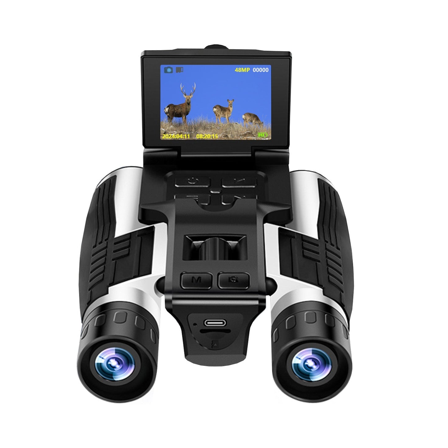 12x32 HD Multi-Function Electronic Binoculars – Outdoor Telescope, Black & Silver