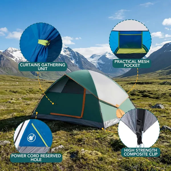 2 & 4 Person Dome Camping Tent – Lightweight with Skylights, Mesh Windows & Tent Fly