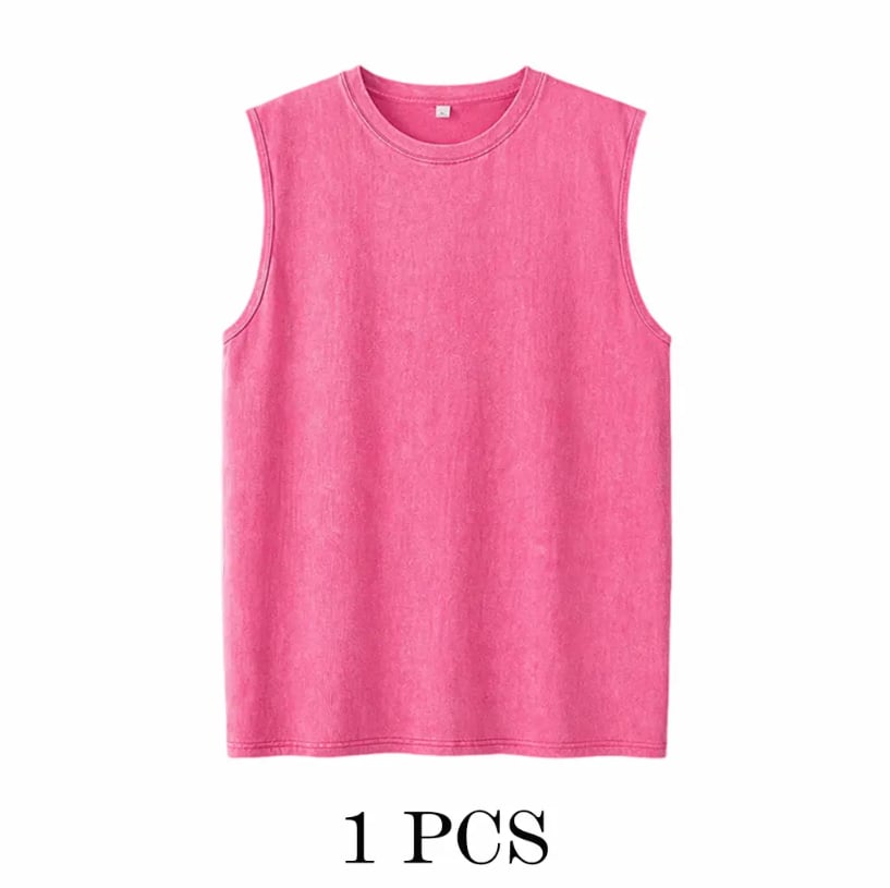 ‚ö° Hot Sales  üî• 4-Pack Men's Washed Sleeveless Vest ‚Äì Heavyweight Cotton, Acid Wash, Oversized Gym & Streetwear
