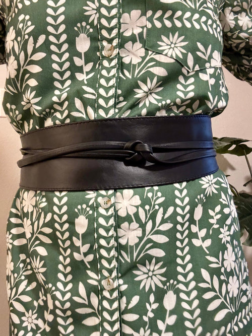 Malka Leather Belt- Black