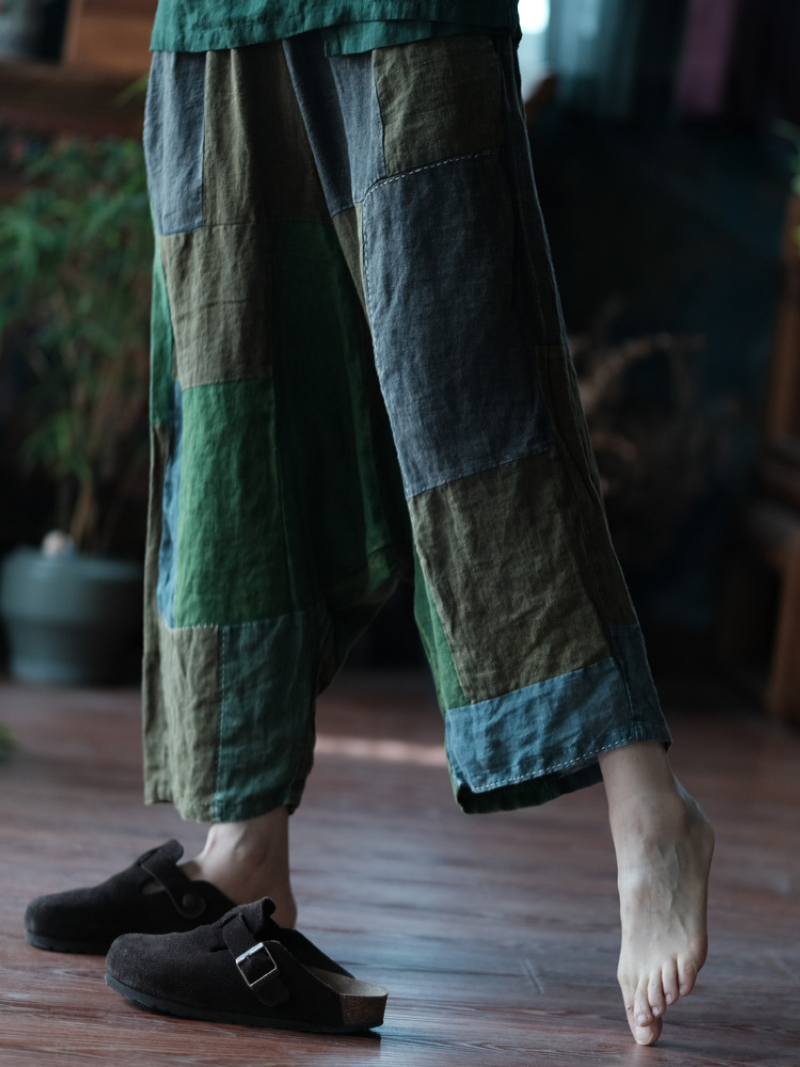 Women' s Summer Trendy Casual Retro Patchwork Loose Bottom