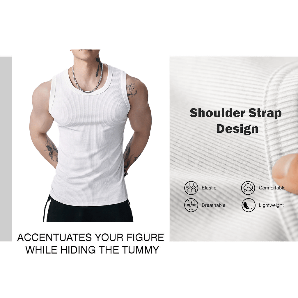 üî•Men's  Wide Strap Ribbed Tank Top