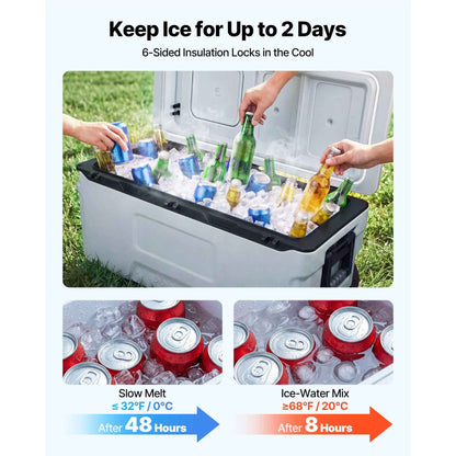 Hard Cooler 106QT Portable Rolling Cooler with Wheels