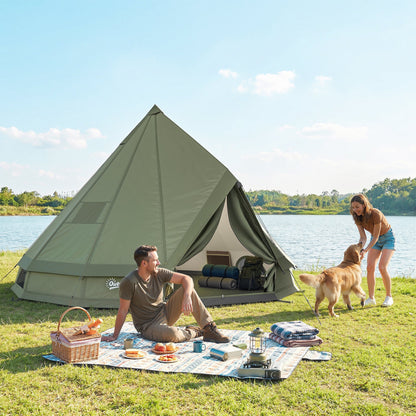 4-6 Person Teepee Tent with Stove Jack – 4-Season Hot Tent