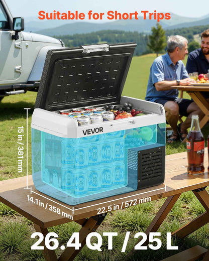 12V Portable Car Fridge Freezer 26.4QT | Fast Cooling, -4°F to 68°F