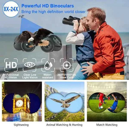 8-24x50 Zoom Binoculars – BAK-4 Prism, FMC Aspherical Lenses, Low-Light & Tripod Ready