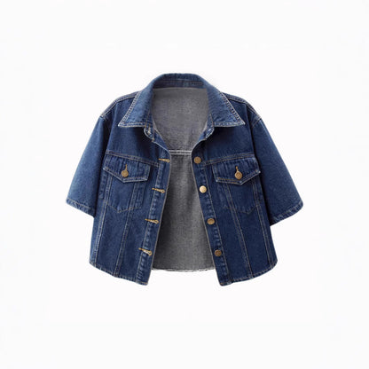 Women's Cropped Denim Jacket – Dark Blue & Light Blue
