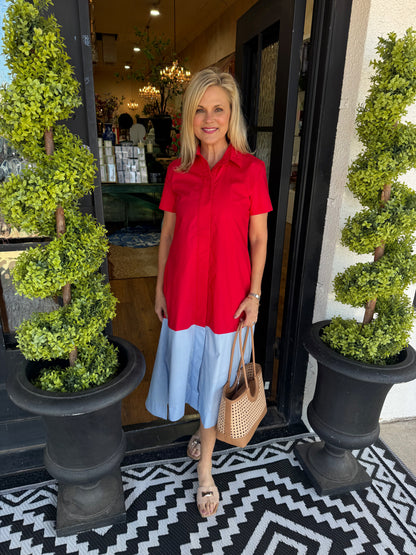 Millie Colorblock Dress - Red/Blue