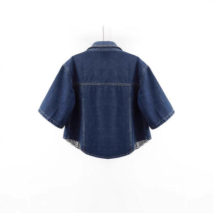 Women's Cropped Denim Jacket – Dark Blue & Light Blue