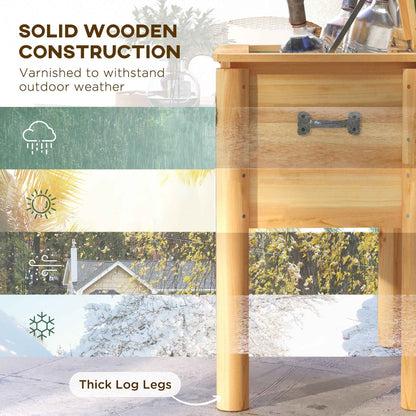 54QT Wooden Outdoor Beverage Cooler with Galvanized Lining & Bottle Opener