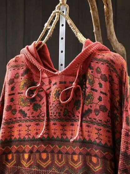 Women's Classic Comfy Winter Hooded Elegant Color Sweater