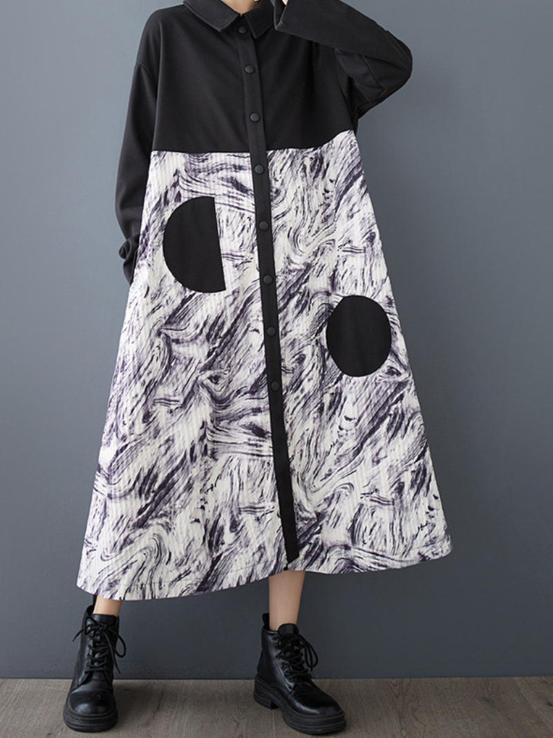 Chic Lapel Collar Women's A Line Dress | Eva Trends