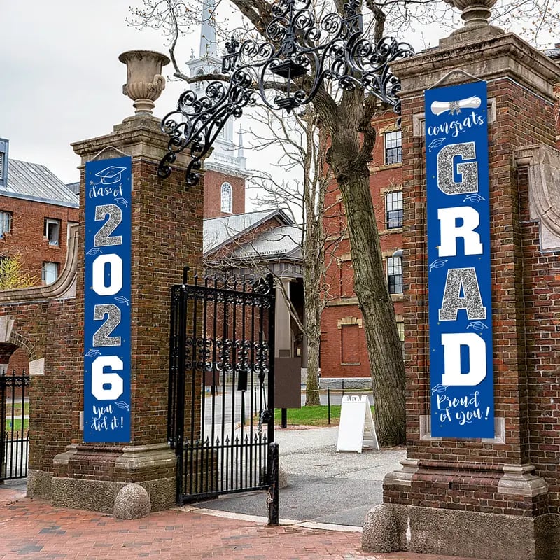 üéìClass of 2026 Graduation Banner 11.8" x 70.87" | Congrats Grad Front Door Porch Decor for Graduation Party (‚ú®Set of 2)