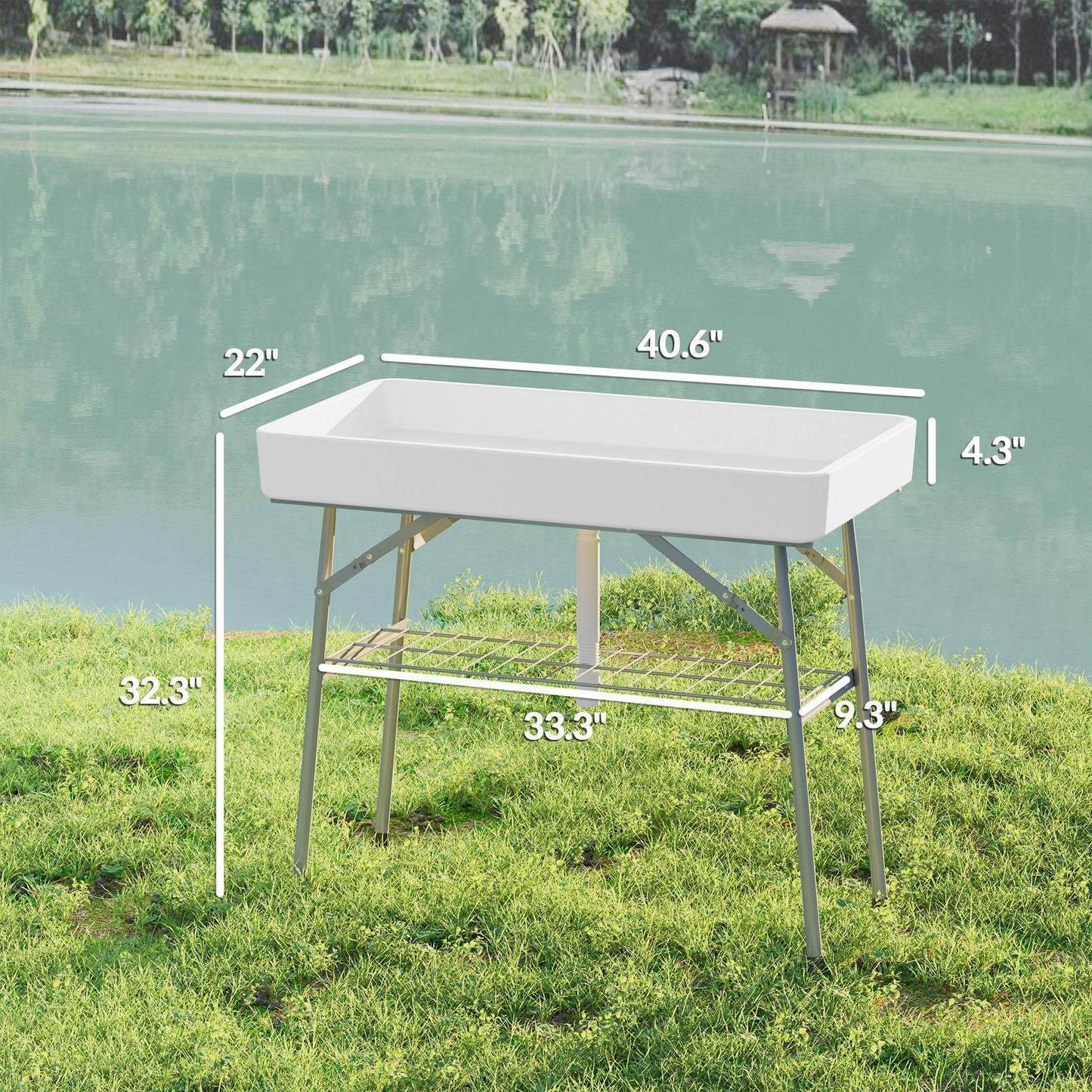 Folding Ice Cooler Table with Drain & Storage Shelf | Outdoor Drink Cooler for Parties & BBQ